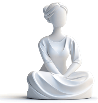 Elegant white seated woman sculpture. png