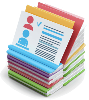 Colorful file folders stack depicts personnel records. png