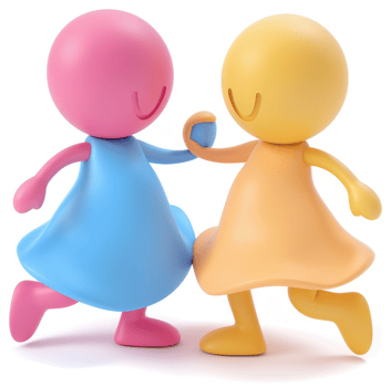 Playful figures, lighthearted friendship. png