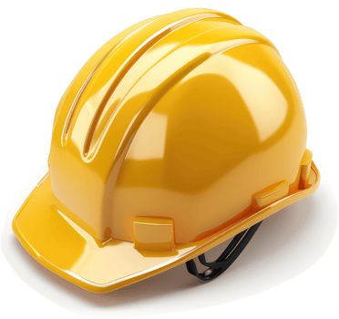 Bright yellow safety helmet for construction workers. png