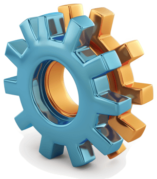 Interlocking gears symbolize teamwork and collaboration. png