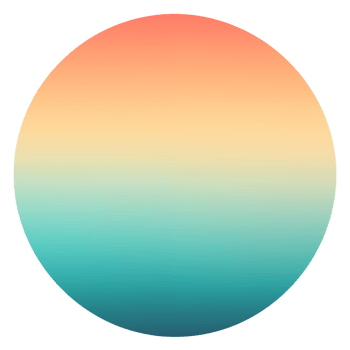 A gradient circle from peach to teal on a transparent background with a soft transition of colors png