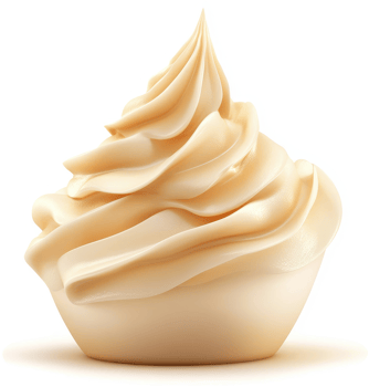 Creamy vanilla cupcake topping close-up. png