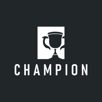 simple championship design with trophy logo victory cup vintage simple minimalist modern elegant symbol illustration victory template and brand vector