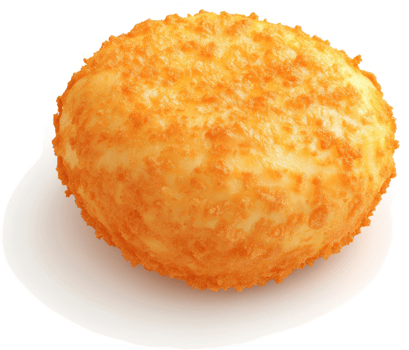 Crispy, golden-brown, round bread roll. png