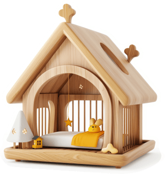Charming wooden dollhouse miniature home. png