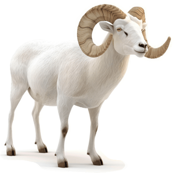 Majestic white bighorn sheep portrait. png