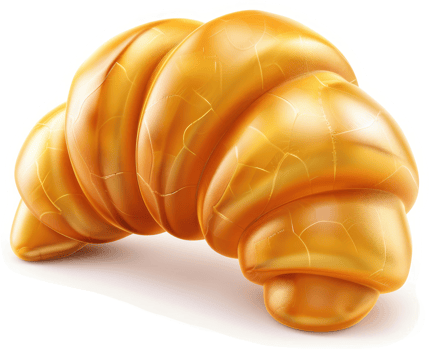 Golden croissant, a delicious baked pastry. png