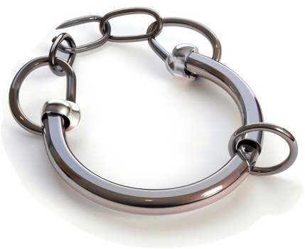 Intricate, metallic bracelet design with linked rings. png