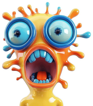 Colorful, expressive, splashy creature screams. png