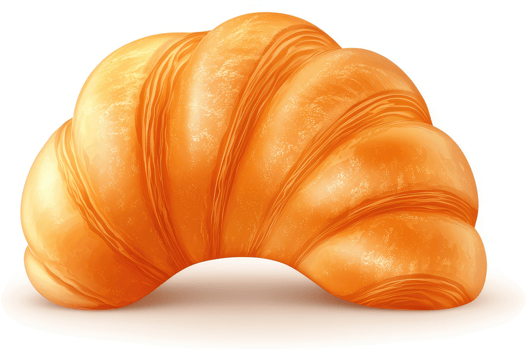 Close-up of a golden-hued croissant. png
