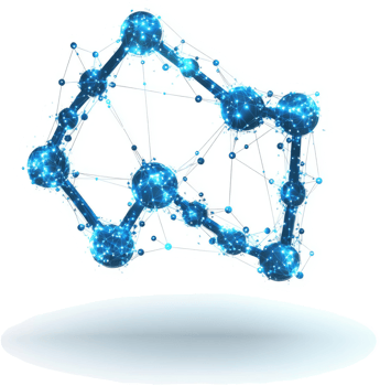 Abstract graphic design of interconnected nodes and lines. png