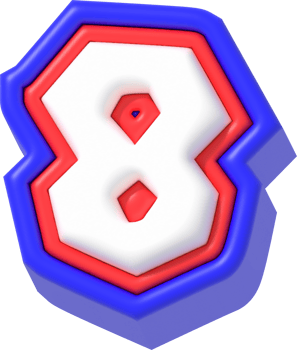 Number 8, Super Cartoon 3D Lettering png