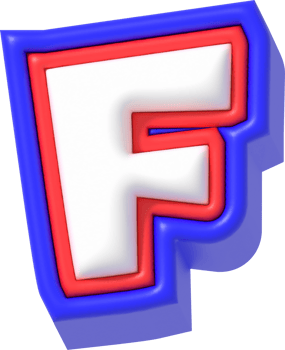 Letter F, Super Cartoon 3D Lettering png