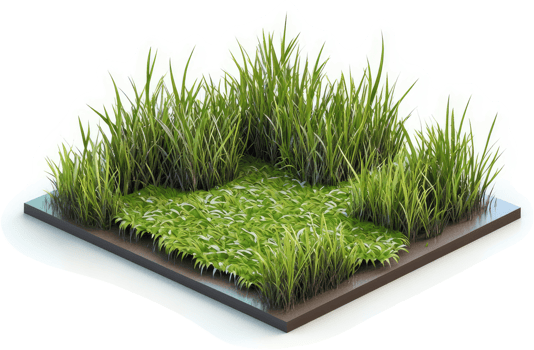 Isometric illustration of a square patch of vibrant green grass. png