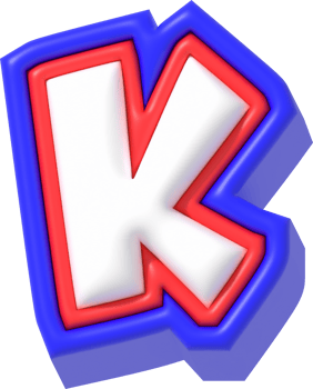 Letter K, Super Cartoon 3D Lettering png