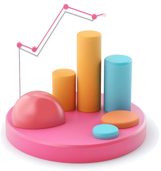 Colorful 3D bar graph illustrating rising data. png