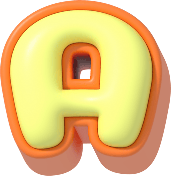 Letter A, Cartoon Pastel 3D Lettering png
