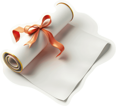 Rolled diploma adorned with a celebratory ribbon. png