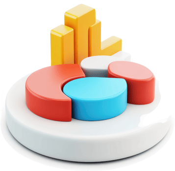 Colorful infographic with stacked bar and pie charts displays data visualization. png