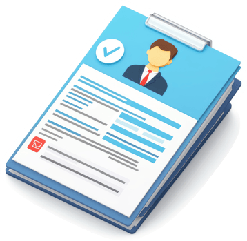 Stacked resume or job application form. png