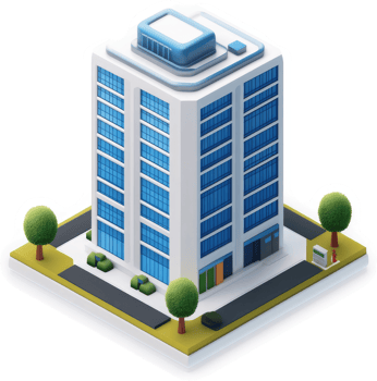 Isometric illustration of a modern office building. png