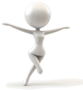 Joyful, stylized figure in a graceful dance pose. png