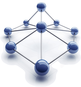 Networked structure of interconnected spheres. png