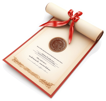 Rolled diploma with red ribbon and seal. png