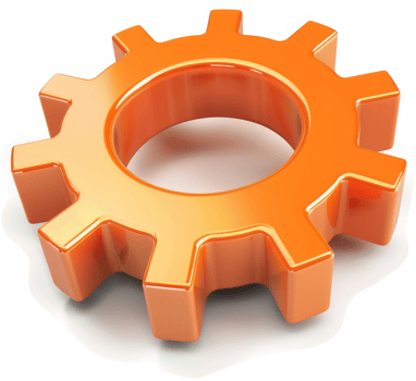 Vibrant orange gear symbolizing mechanical progress. png