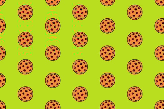 pickleball balls colorful pattern on green background. doodle pickleball balls object symbol seamless pattern background. pickleball balls seamless pattern for pickleball sport merchandise vector