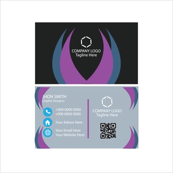 a business card with purple and blue colors vector