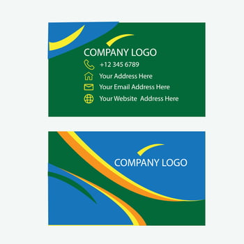business card template with a green and yellow design vector