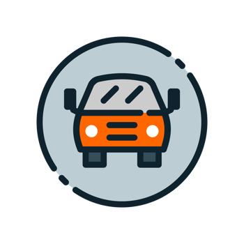 Design Illustration graphic of front car circle icon with colored line style. Suitable for UI, mobile design, web design, etc. Transparent Background. png