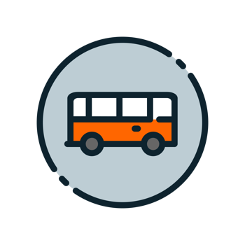 Design Illustration graphic of circle bus icon with colored line style. Suitable for UI, mobile design, web design, etc. Transparent Background. png