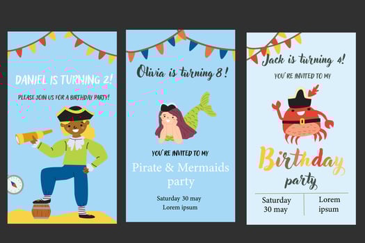 Birthday party invitations for children vector