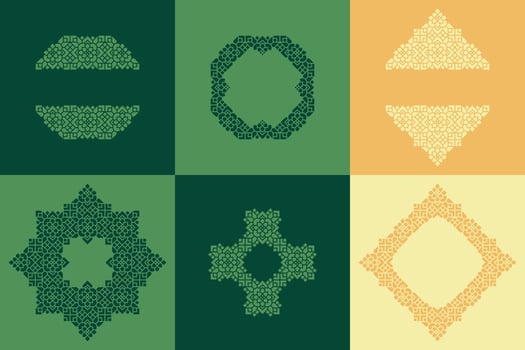 Oriental Geometric Mandala Ornament Bundling Set Flat Design vector