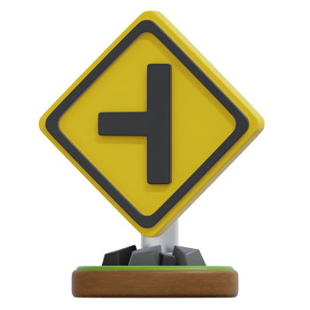 Junction Warning Sign 3D Illustration for Road Safety Awareness png
