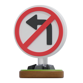 No Left Turn Sign with Red Circle and Diagonal Line Restriction png