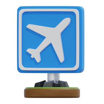 Airplane Icon Sign on Stand for Travel Direction png