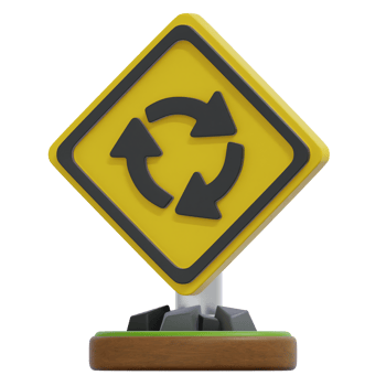 Roundabout Road Sign with Arrows Showing Traffic Circle Direction png