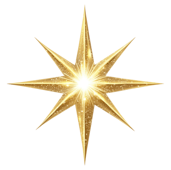Shining star illustration, isolated on transparent background png