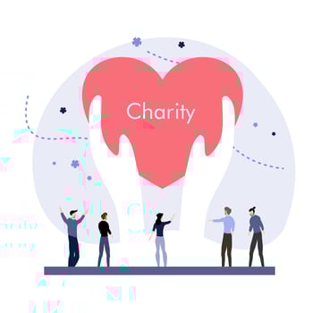 Charity Volunteers Holding Giant Heart With Love vector