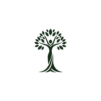 a tree logo with a green leaf on it vector
