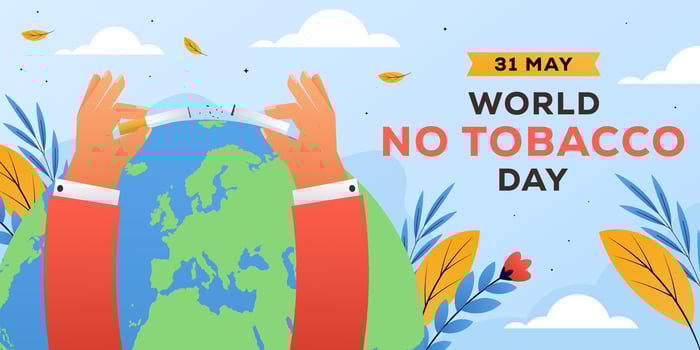 world no tobacco day horizontal banner illustration in gradient style vector