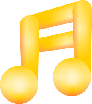 Yellow music note doodle icon png