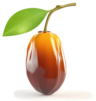 Glossy, orange-brown plum with a leaf. png