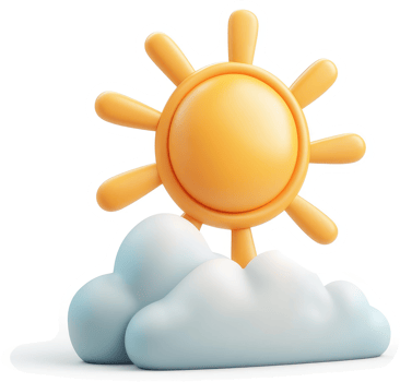 Sunny day icon with clouds. png