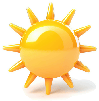 Bright, cartoonish sun icon. png