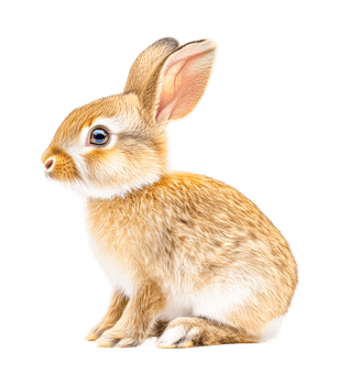 Adorable fluffy rabbit with alert ears and soft fur png